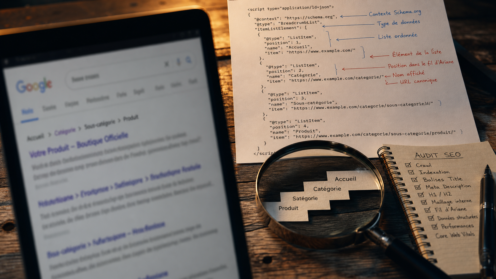 Breadcrumbs SEO : fil d’Ariane et balisage Schema JSON-LD