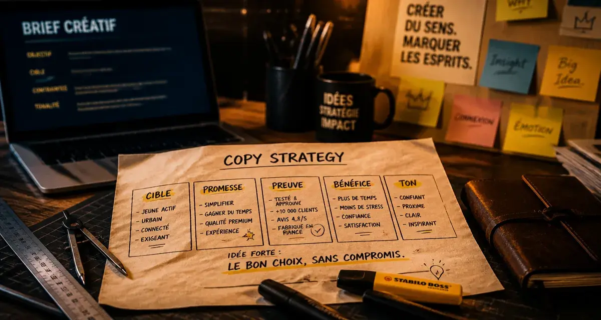Copy strategies : 5 piliers de message de marque percutant sur bureau d’agence