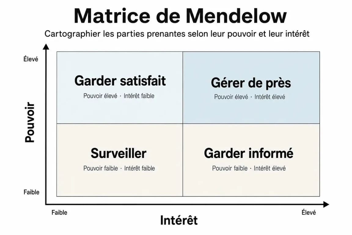 Matrice de Mendelow pour la carte des parties prenantes