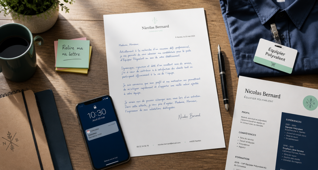 Lettre de motivation équipier polyvalent sur bureau