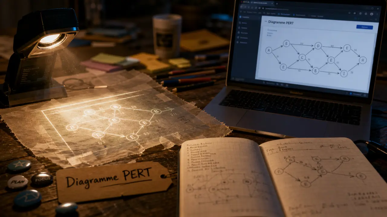 Diagramme de pert en ligne : collaboration, dépendances et chemin critique
