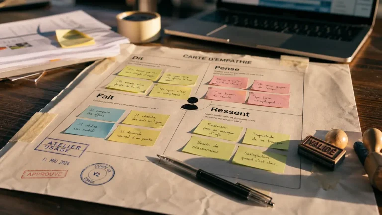 Empathie mapping : 4 quadrants Dit Pense Fait Ressent
