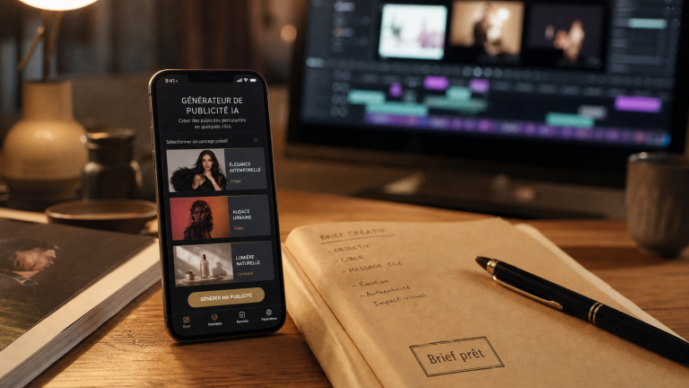 IA générateur de publicité gratuit : smartphone, visuels et vidéos