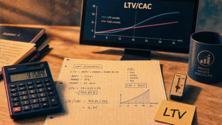LTV marketing : calcul valeur vie client, LTV/CAC et marge