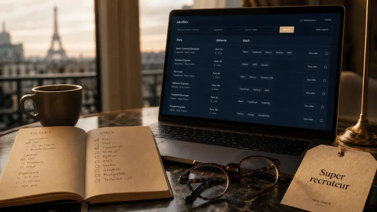 Développeur web Paris : offres à filtrer, vue Paris