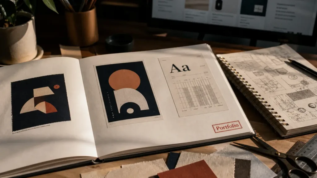 Devenir designer graphique : portfolio de design graphique sur table