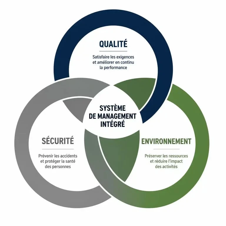 Schéma du système de management intégré QSE (Qualité, Sécurité, Environnement)