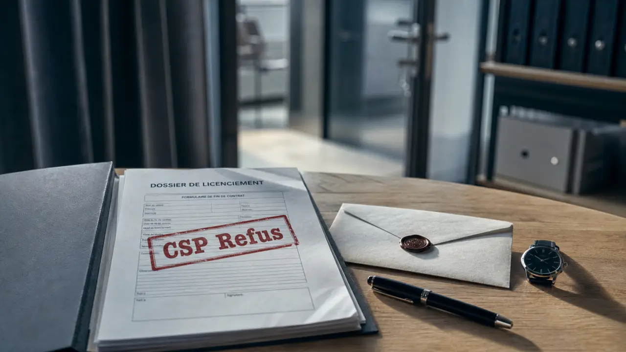 Refus CSP et préavis : dossier de licenciement tamponné CSP refus