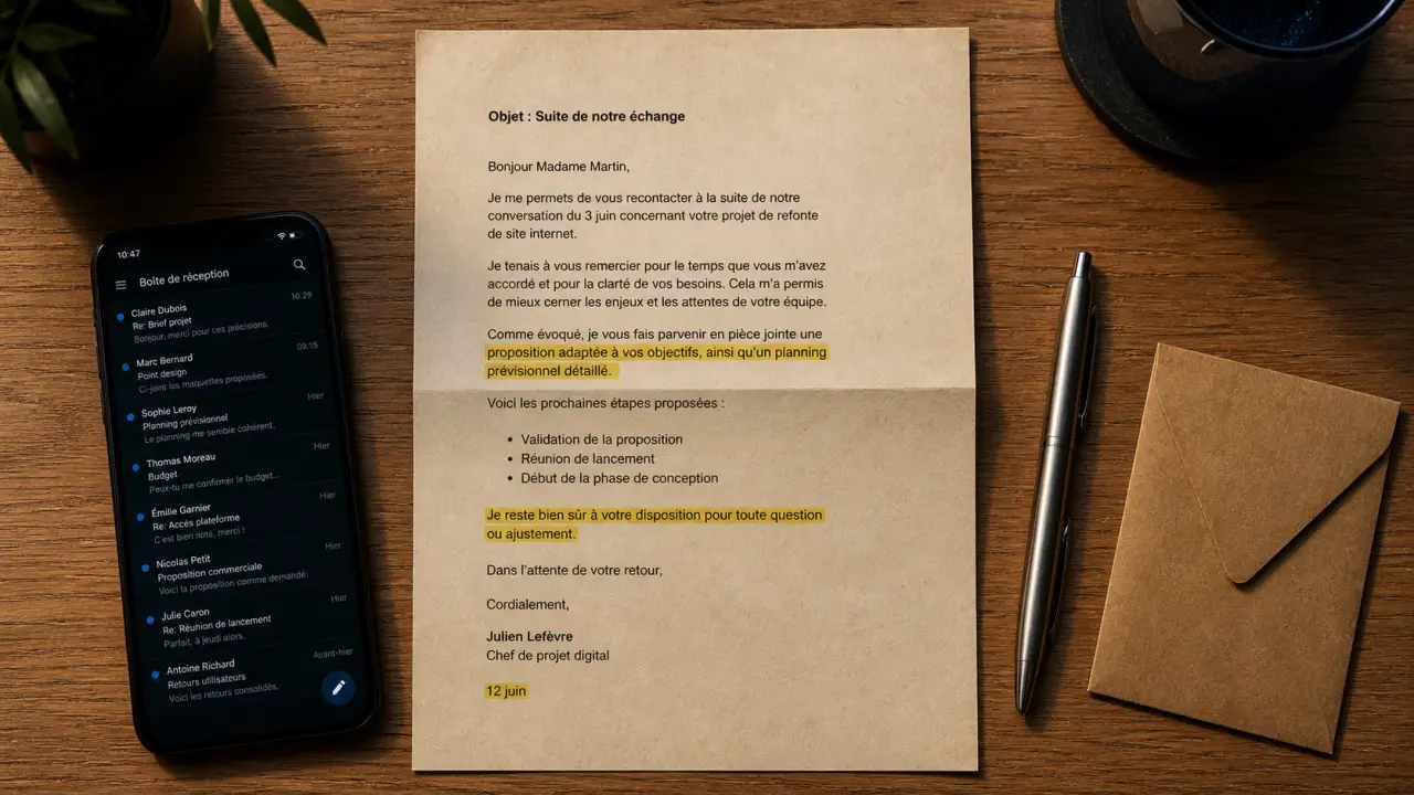 Relance mail candidature 10 à 15 jours