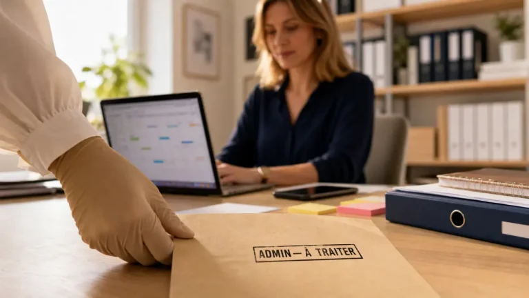 Secretaire freelance : dossier client sur bureau lumineux