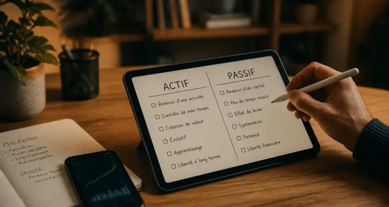 Complément de revenu en ligne : actif vs passif sur tablette