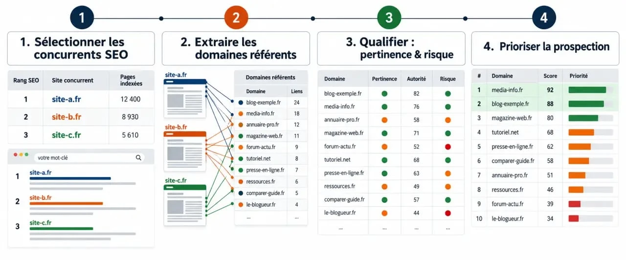 Processus d’analyse des backlinks des concurrents, de l’extraction à la priorisation des opportunités
