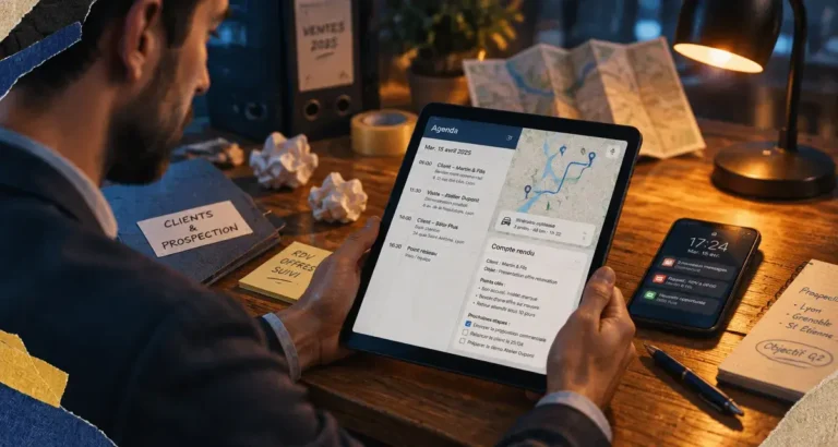 CRM force de vente : tablette agenda pour préparer les visites commerciales