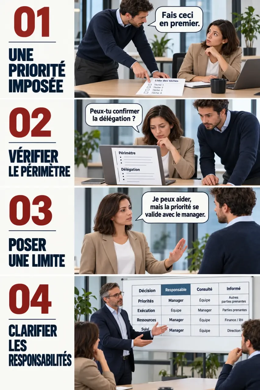 Collaborateur qui se prend pour le chef : étapes pour vérifier le rôle, poser une limite et clarifier les responsabilités