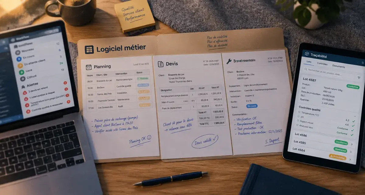 Logiciel métier pour gérer devis, interventions et traçabilité sans ERP généraliste